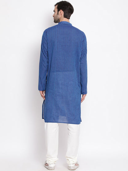 Men's Blue Pure Cotton Kurta and Pyjama Set