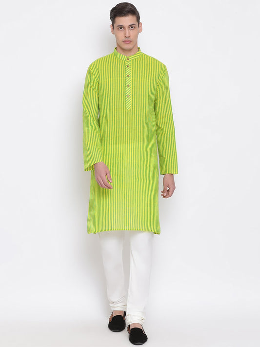 Men's Green Pure Cotton Kurta and Pyjama Set