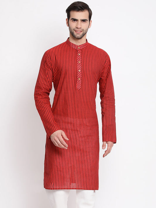 Men's Maroon Pure Cotton Kurta