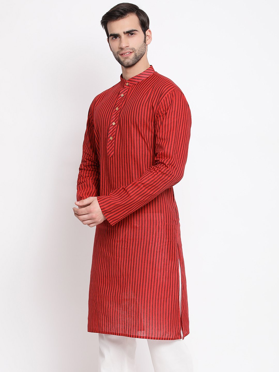 Men's Maroon Pure Cotton Kurta