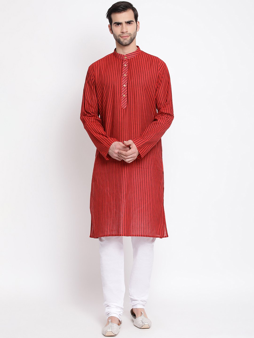 Men's Maroon Pure Cotton Kurta and Pyjama Set