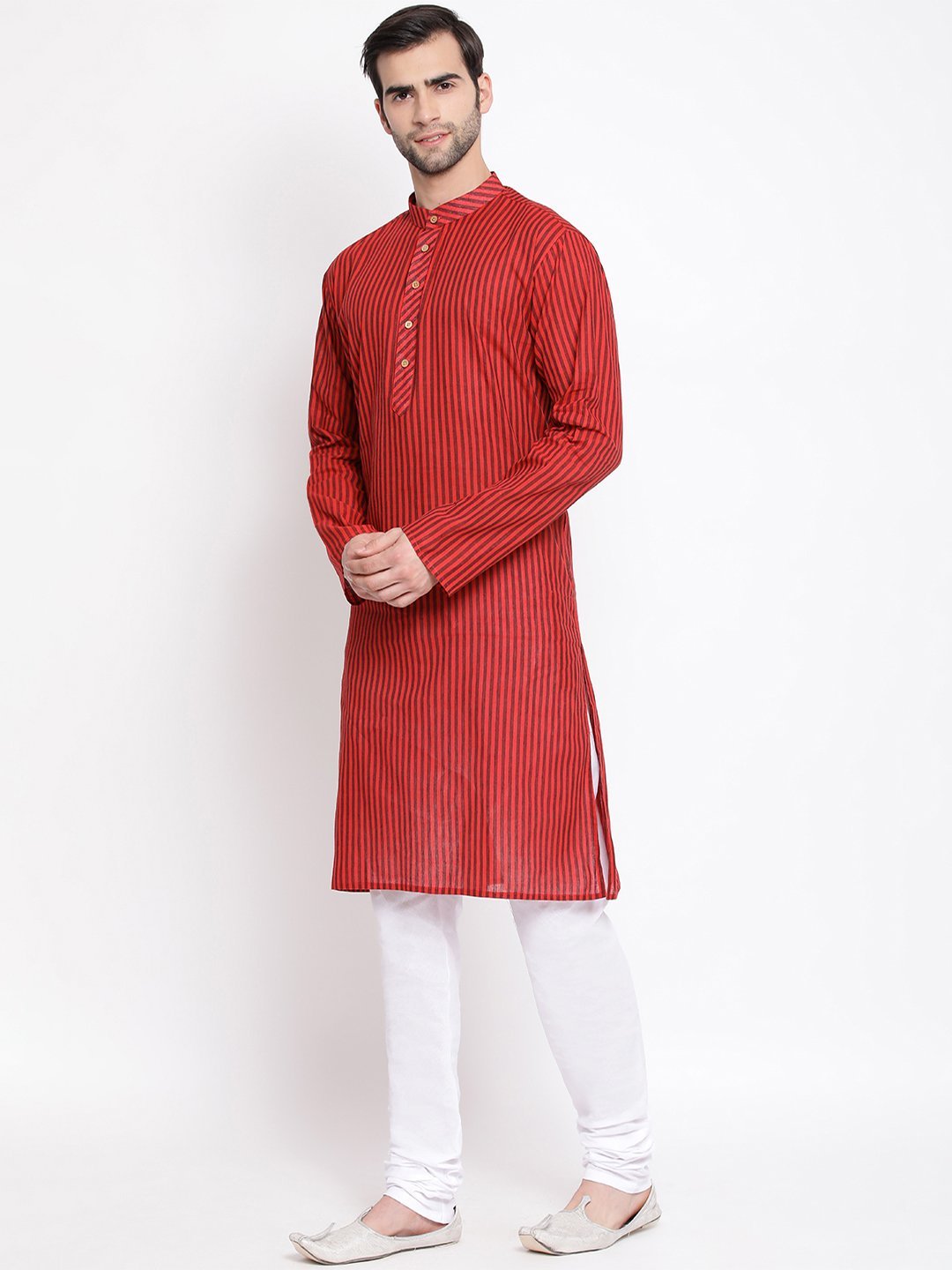 Men's Maroon Pure Cotton Kurta and Pyjama Set