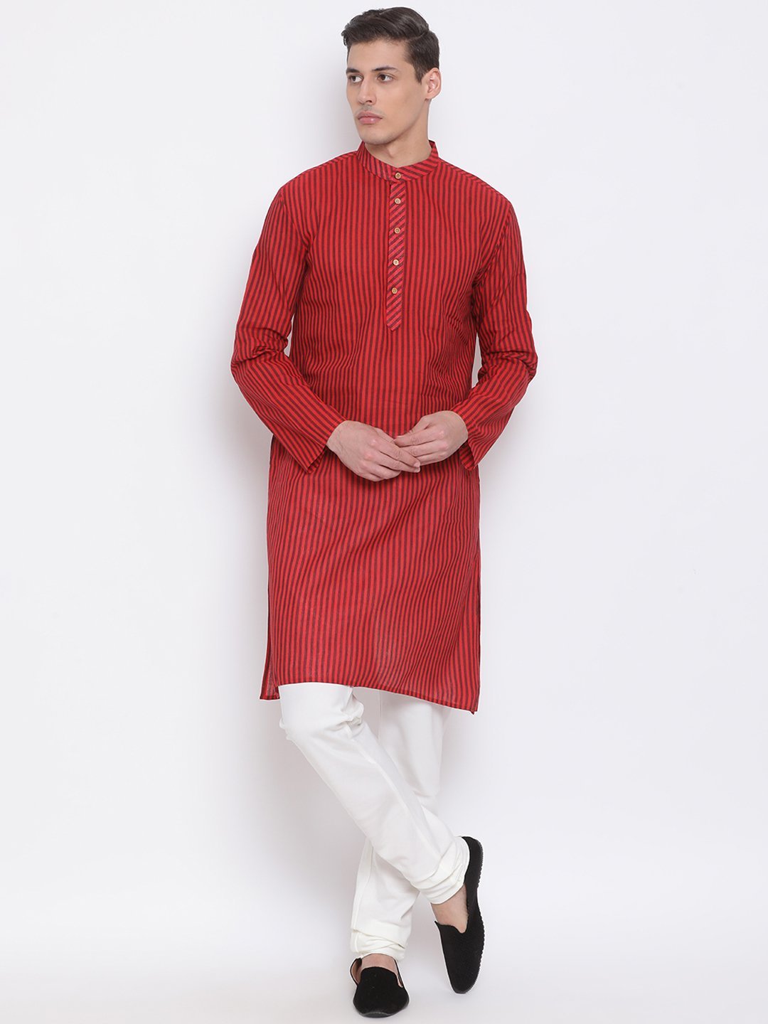 Men's Maroon Pure Cotton Kurta and Pyjama Set