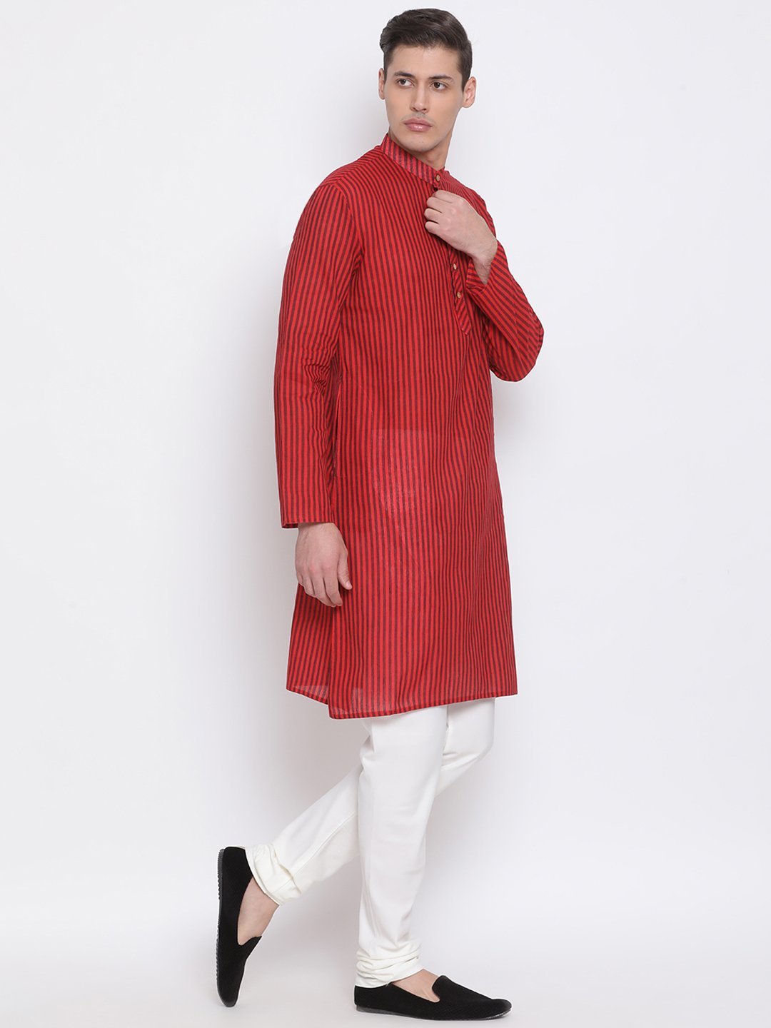 Men's Maroon Pure Cotton Kurta and Pyjama Set