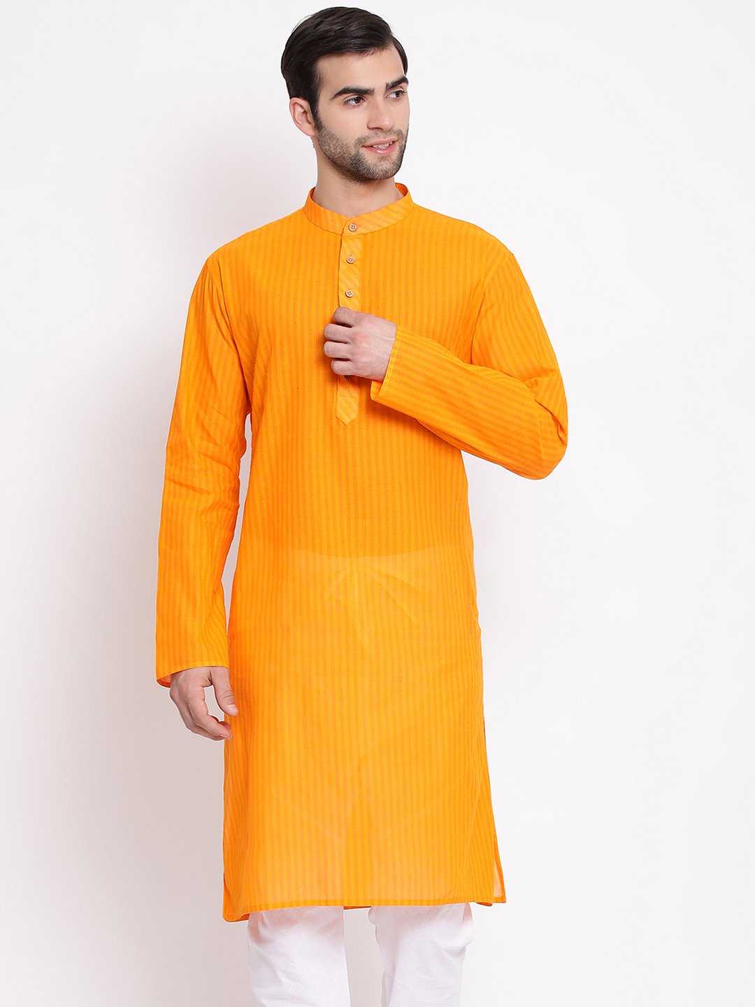 Men's Orange Pure Cotton Kurta