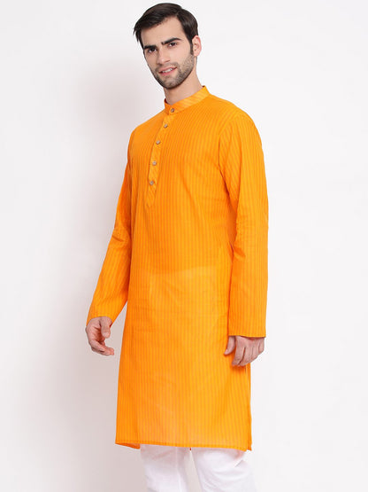 Men's Orange Pure Cotton Kurta