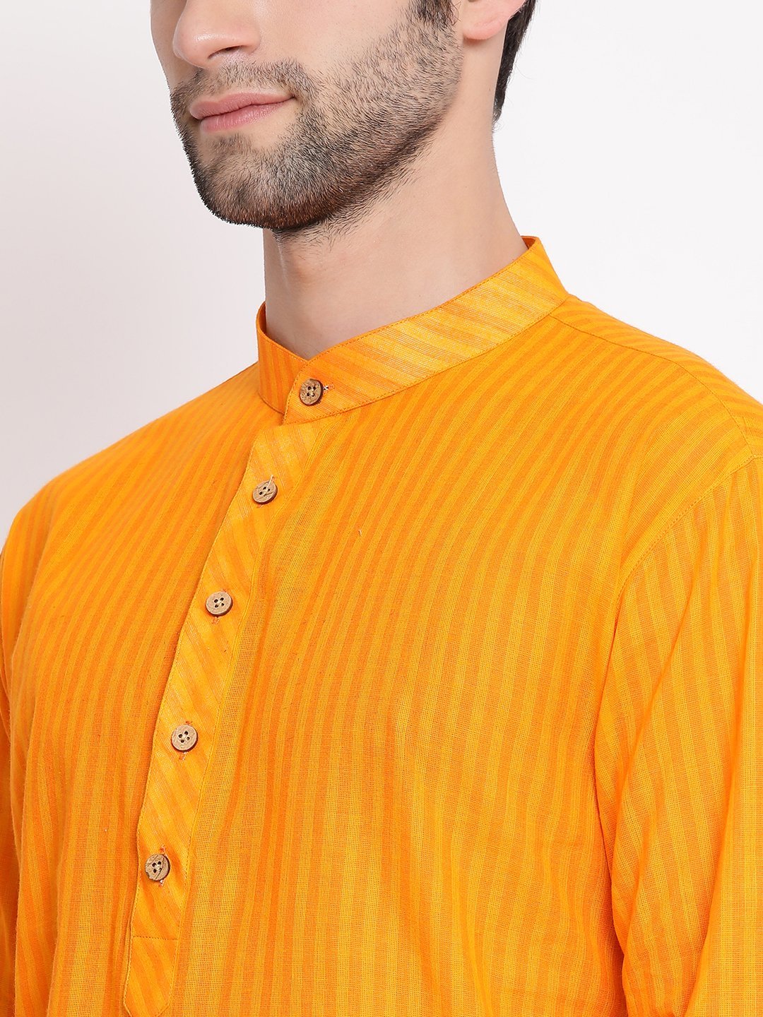 Men's Orange Pure Cotton Kurta