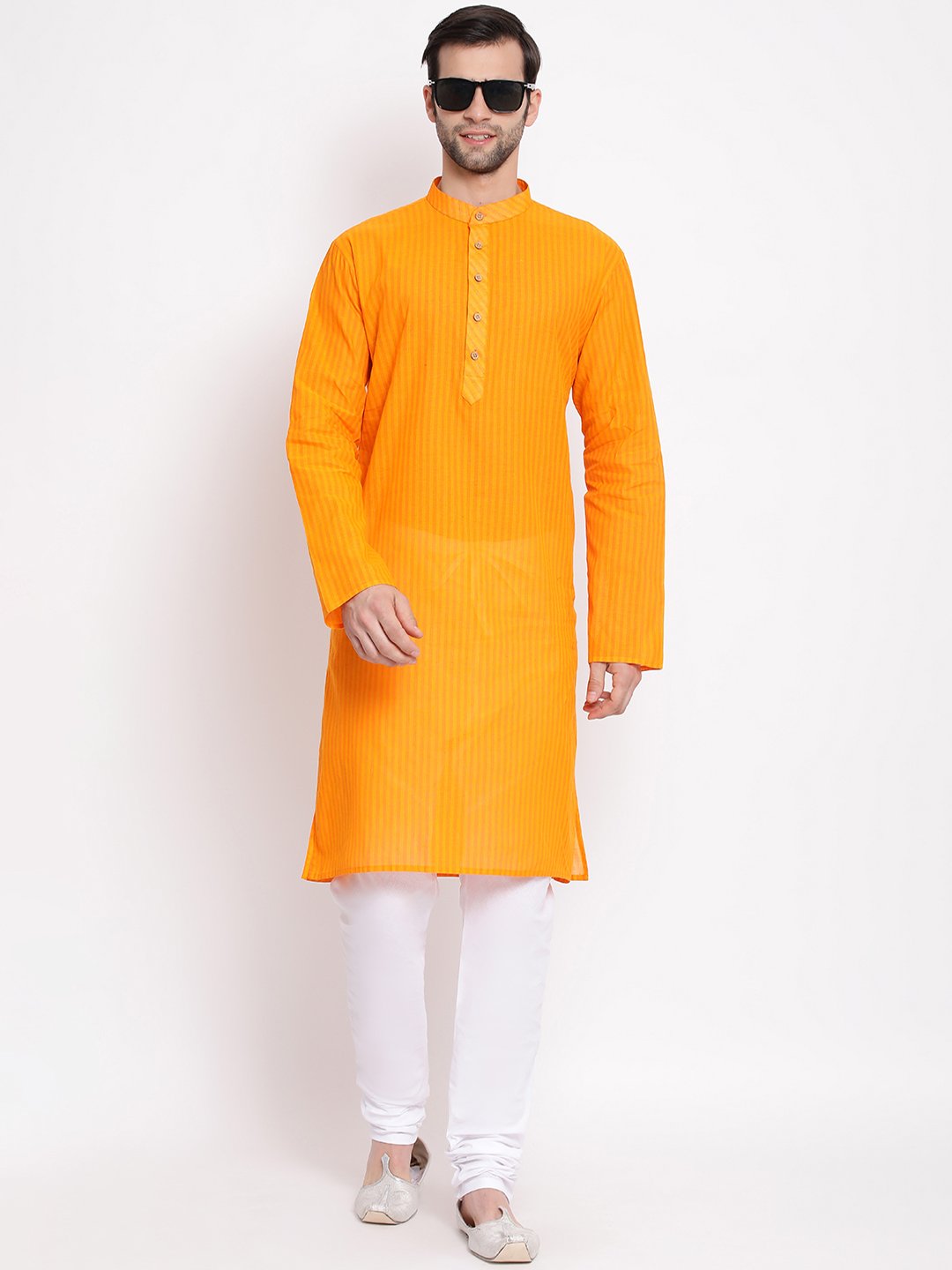 Men's Orange Pure Cotton Kurta