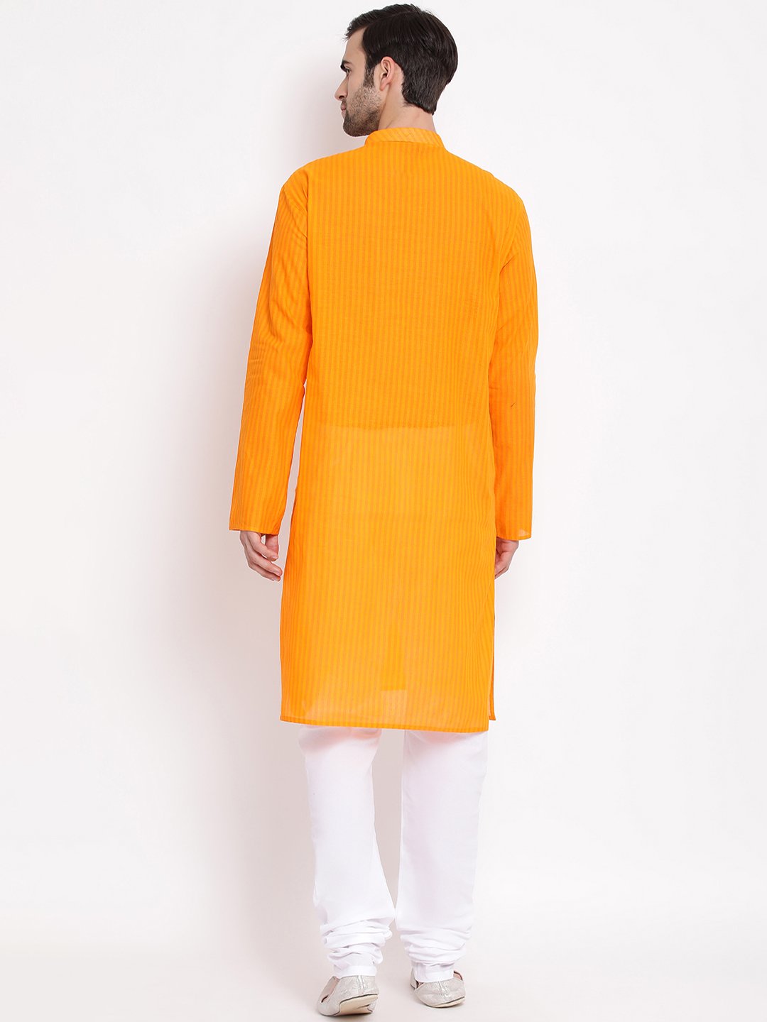 Men's Orange Pure Cotton Kurta and Pyjama Set