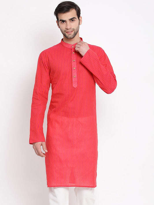 Men's Pink Pure Cotton Kurta