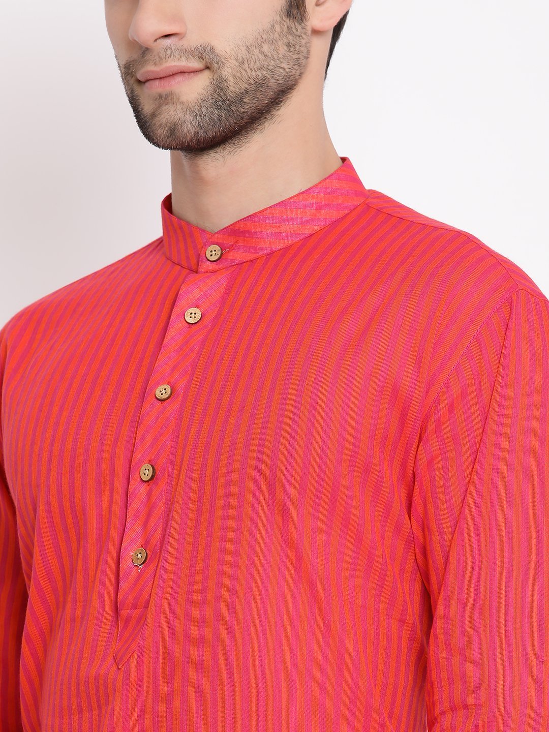 Men's Pink Pure Cotton Kurta