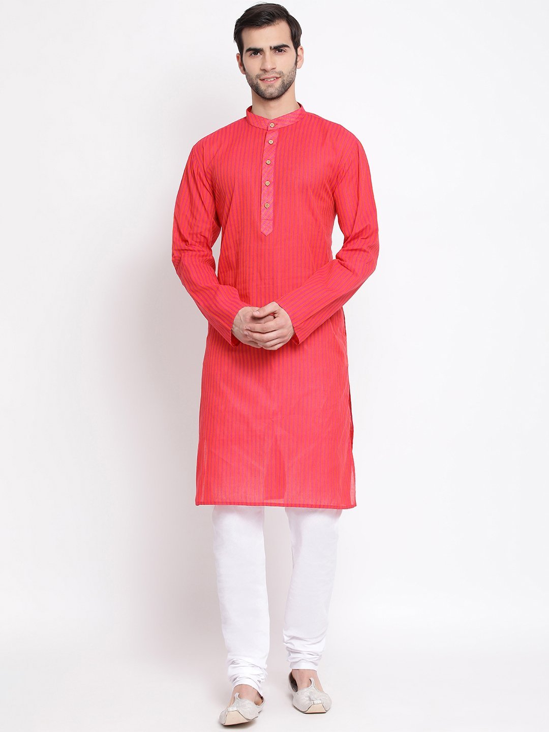 Men's Pink Pure Cotton Kurta and Pyjama Set