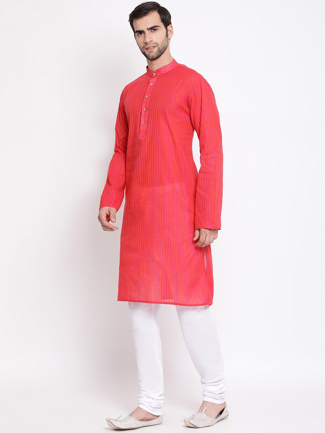 Men's Pink Pure Cotton Kurta and Pyjama Set