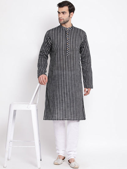 Men's Black Pure Cotton Kurta