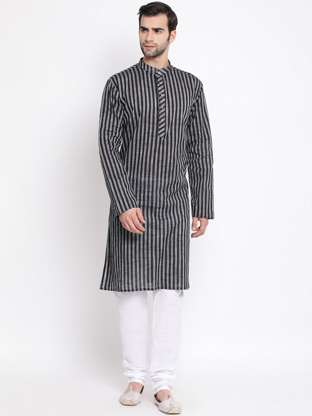 Men's Black Pure Cotton Kurta and Pyjama Set