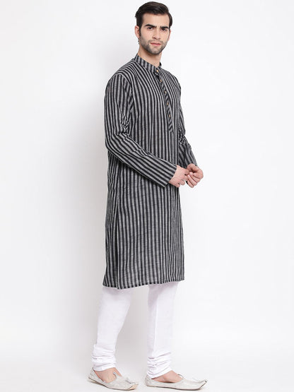 Men's Black Pure Cotton Kurta and Pyjama Set