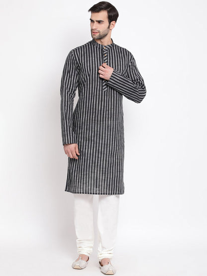 Men's Black Pure Cotton Kurta and Pyjama Set