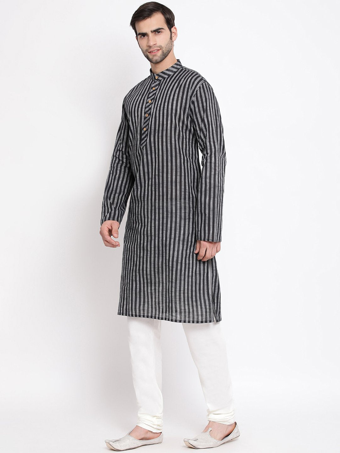 Men's Black Pure Cotton Kurta and Pyjama Set