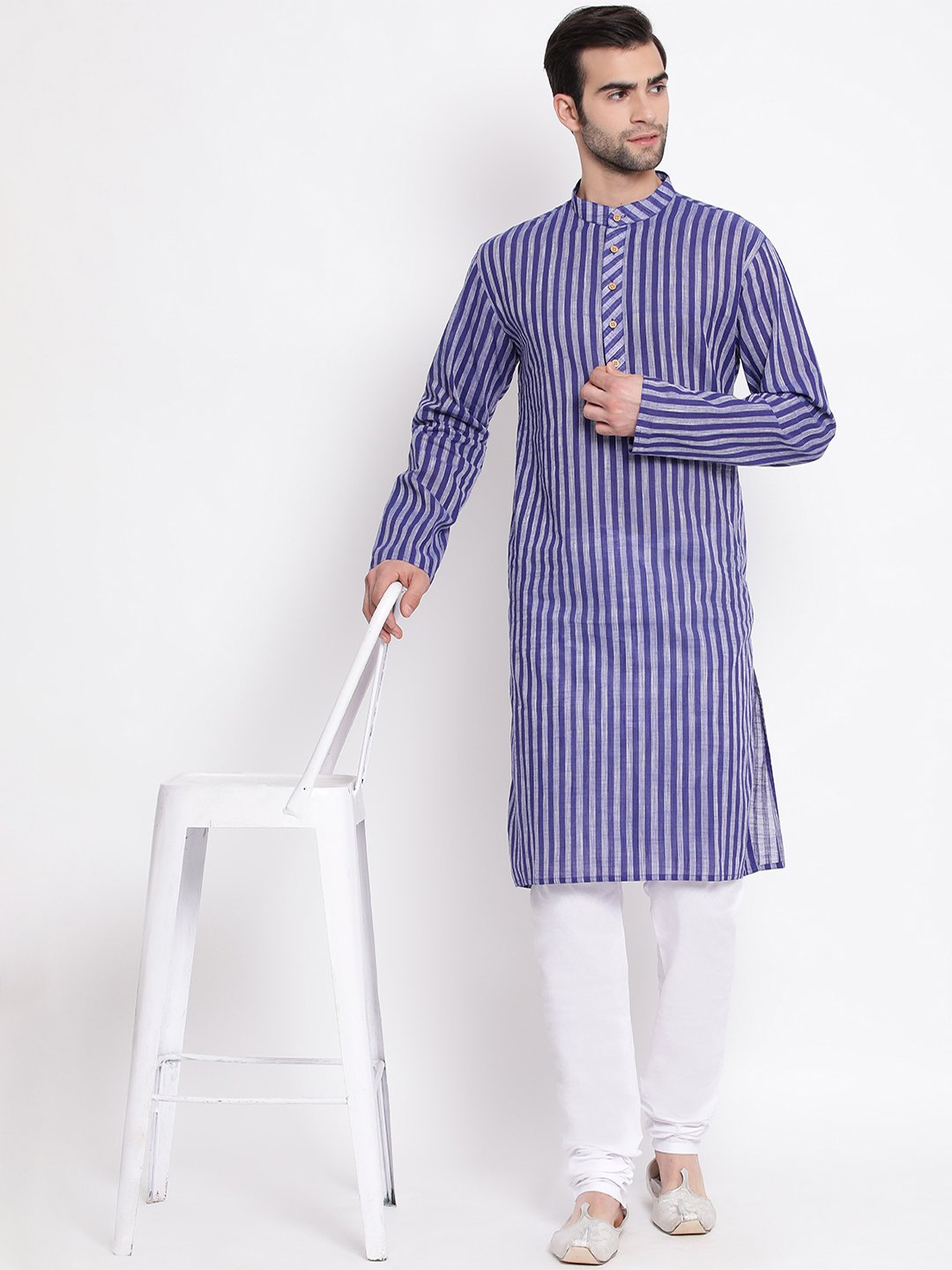 Men's Blue Pure Cotton Kurta