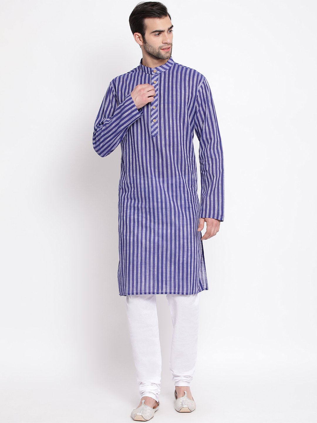 Men's Blue Pure Cotton Kurta and Pyjama Set