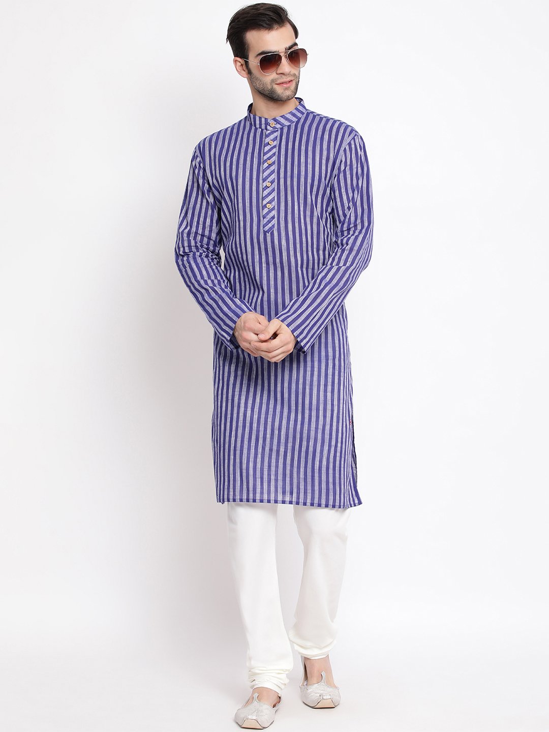 Men's Blue Pure Cotton Kurta and Pyjama Set