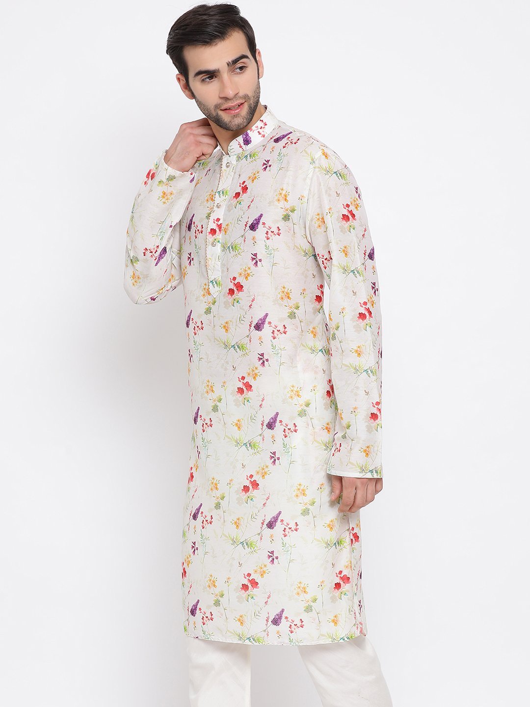 Men's Cream Cotton Blend Kurta