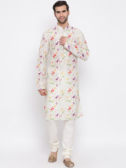 Men's Cream Cotton Blend Kurta and Pyjama Set