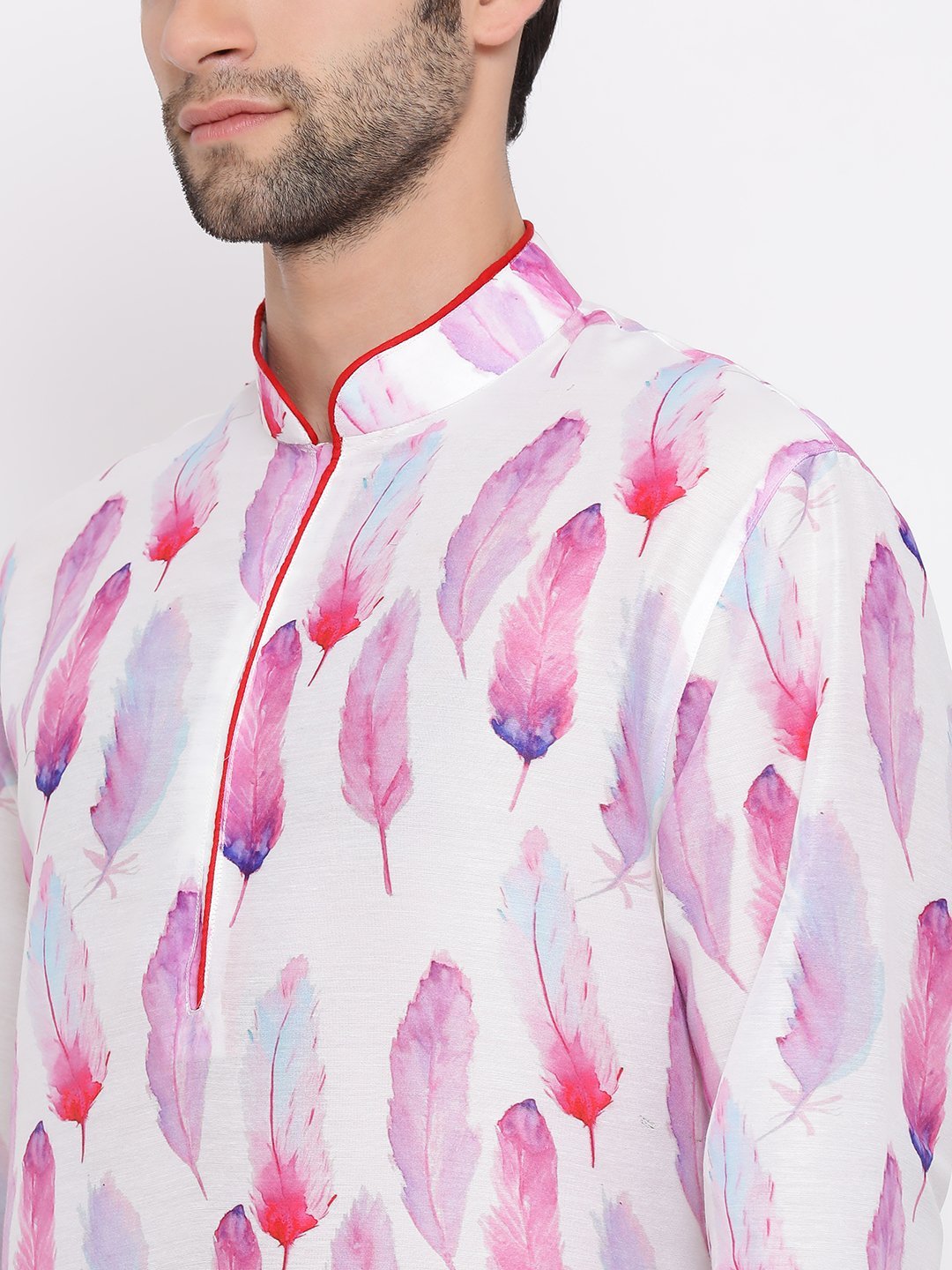 Men's Pink Cotton Blend Kurta