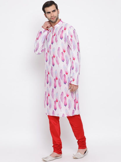 Men's Pink Cotton Blend Kurta and Pyjama Set