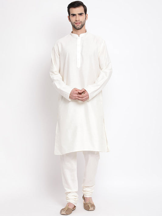 Men's Cream Viscose Rayon Kurta Pyjama Set