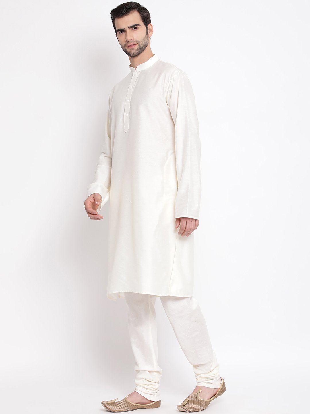 Men's Cream Viscose Rayon Kurta Pyjama Set