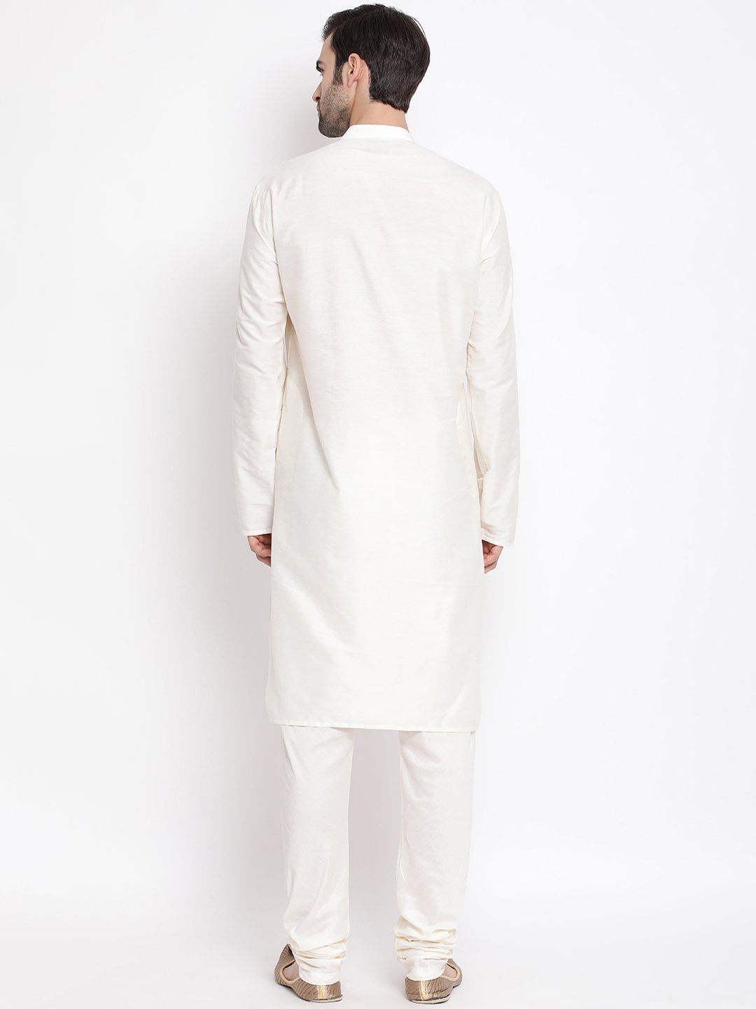 Men's Cream Viscose Rayon Kurta Pyjama Set