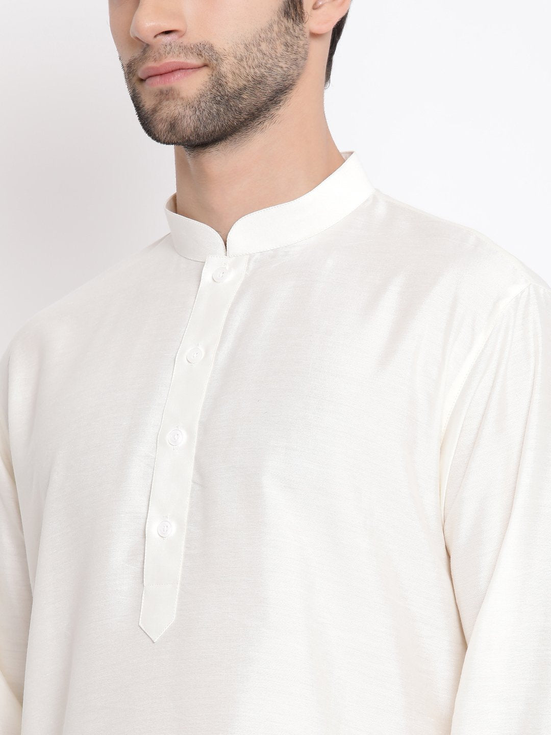 Men's Cream Viscose Rayon Kurta Pyjama Set