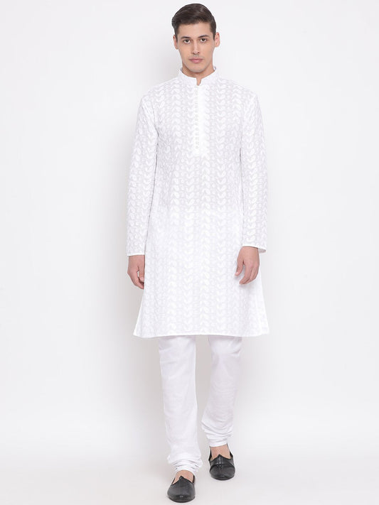 Men's White Pure Cotton Kurta and Pyjama Set