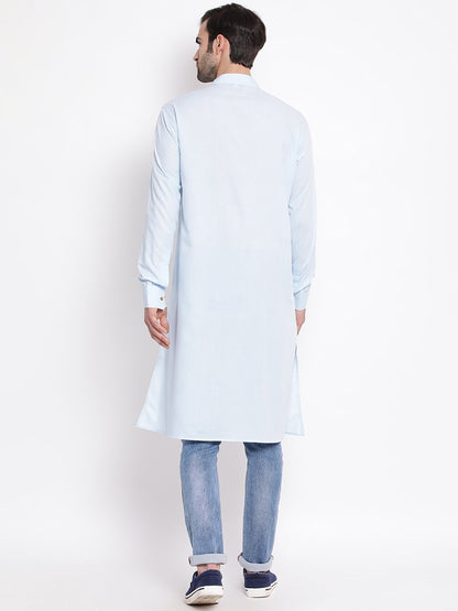 Men's Blue Cotton Blend Kurta