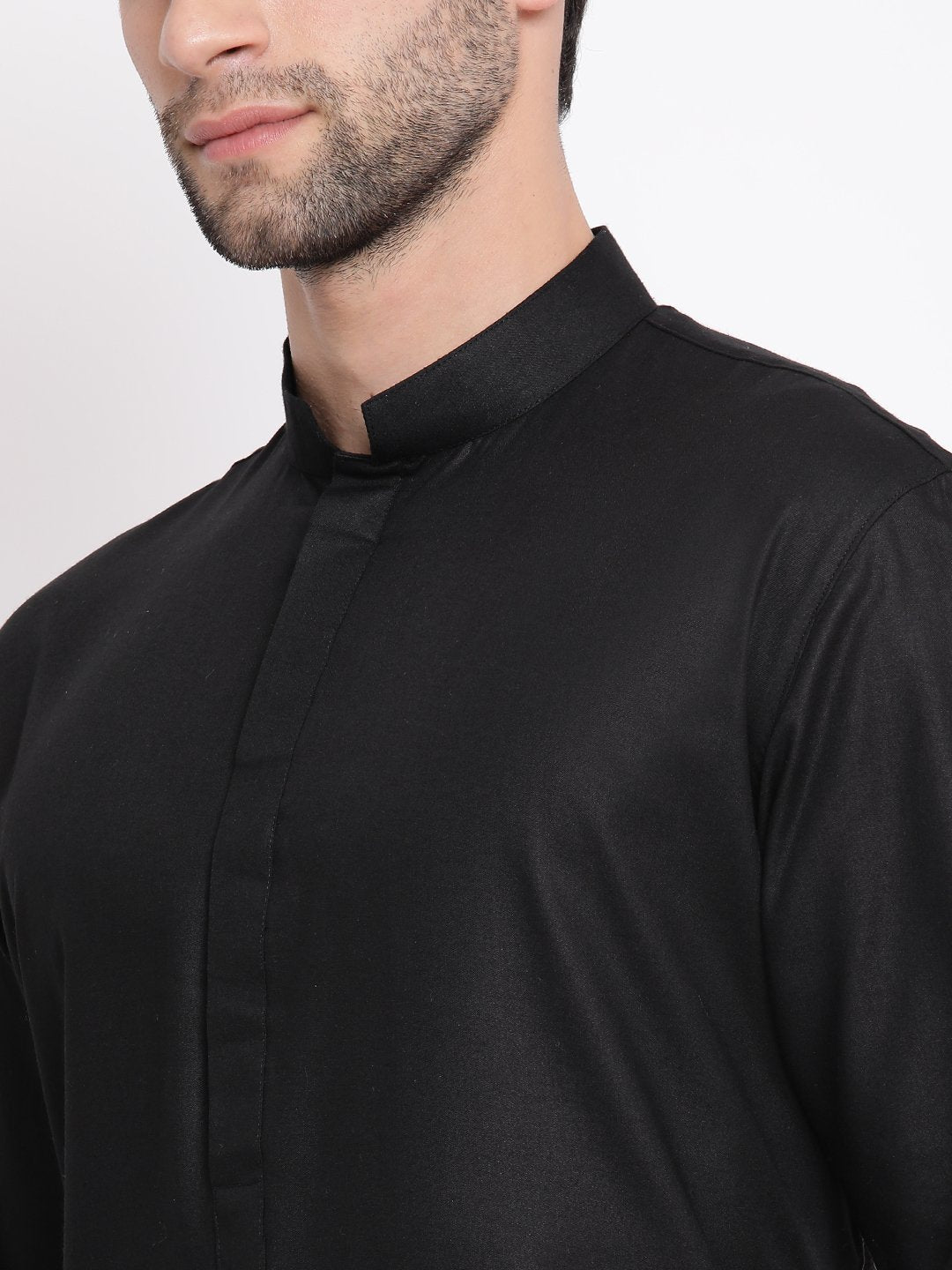 Men's Black Cotton Blend Kurta