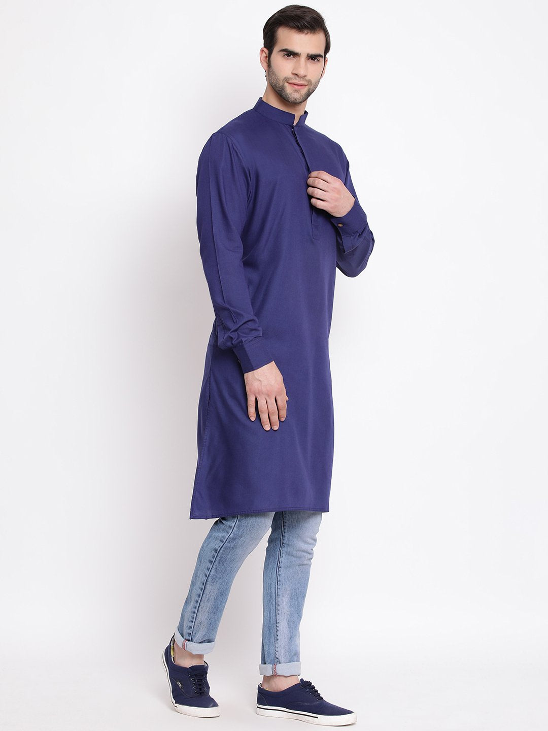 Men's Blue Cotton Blend Kurta