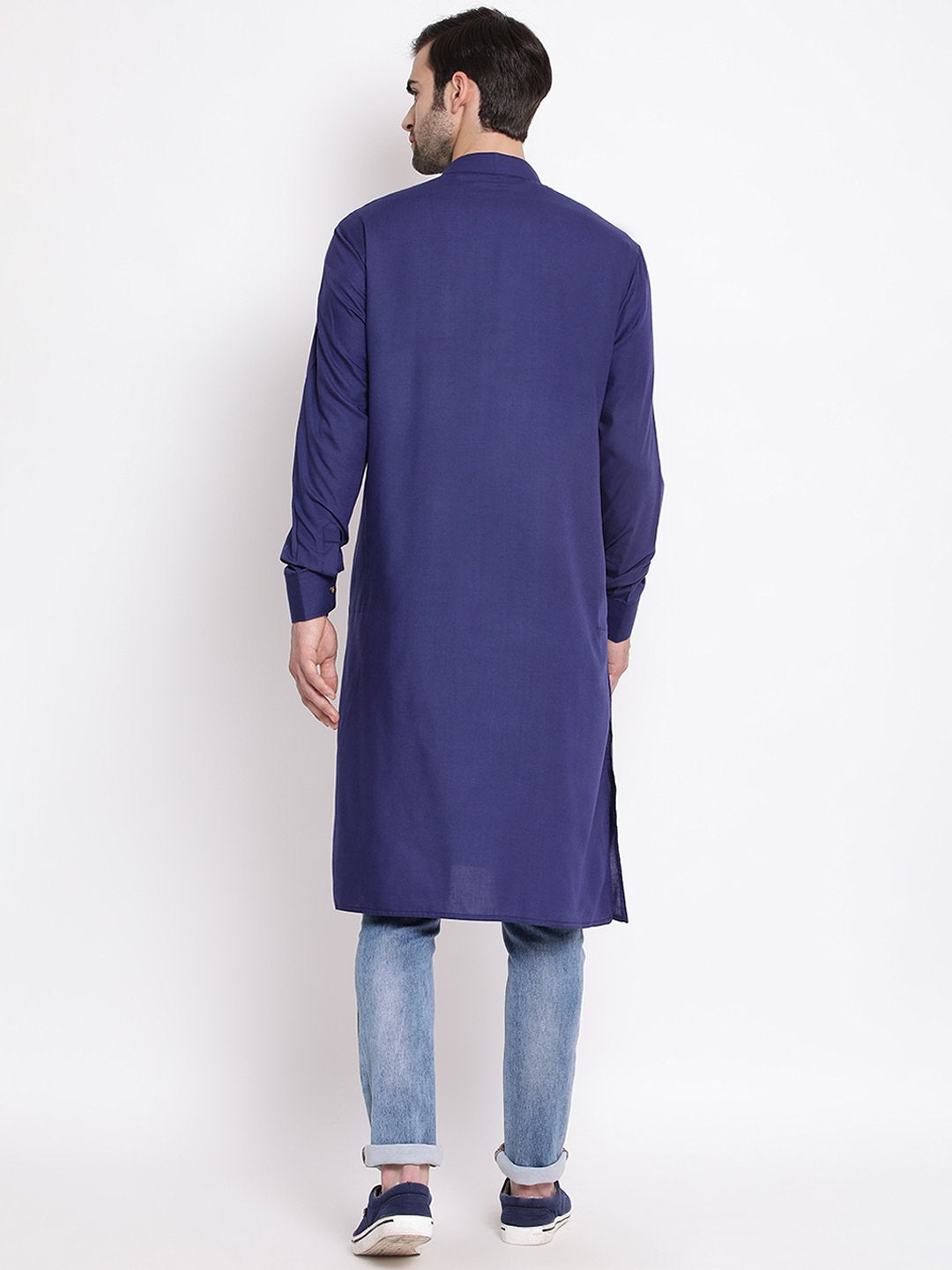 Men's Blue Cotton Blend Kurta