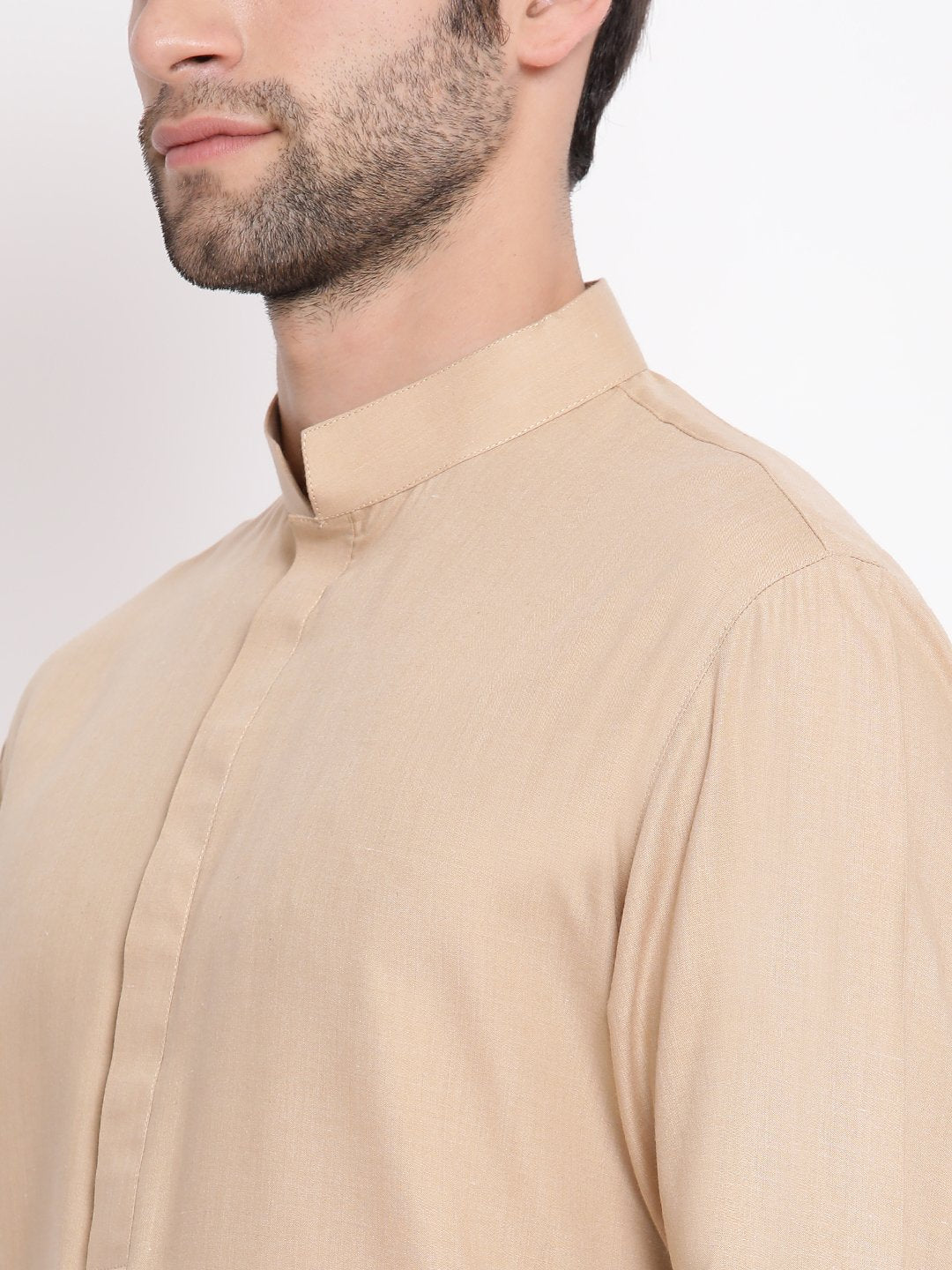 Men's Beige Cotton Blend Kurta