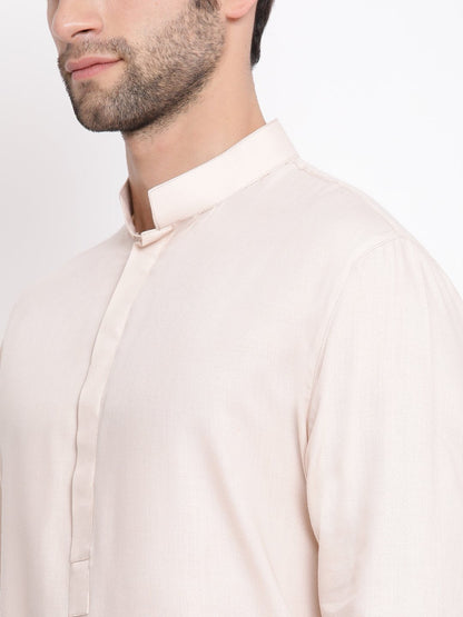 Men's Cream Cotton Blend Kurta