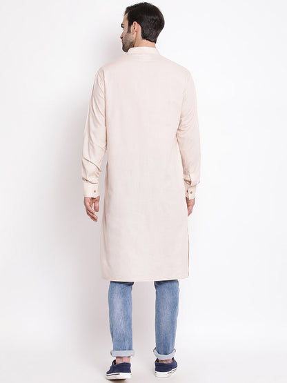 Men's Cream Cotton Blend Kurta