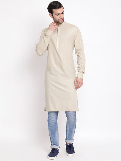 Men's Green Cotton Blend Kurta