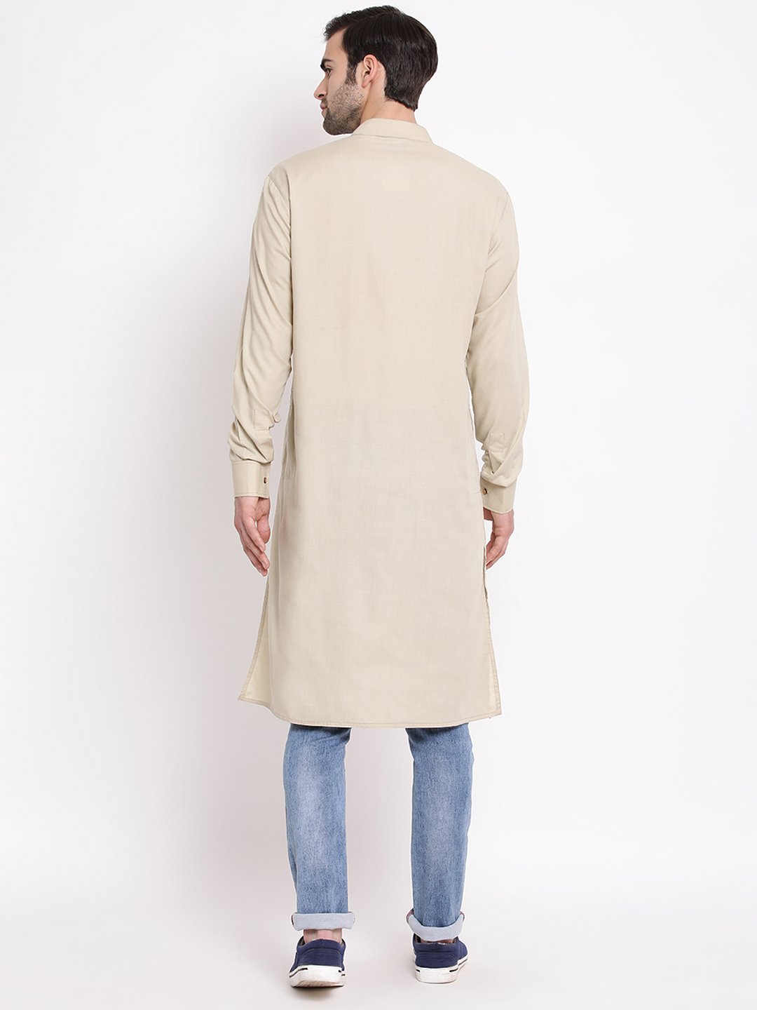 Men's Green Cotton Blend Kurta