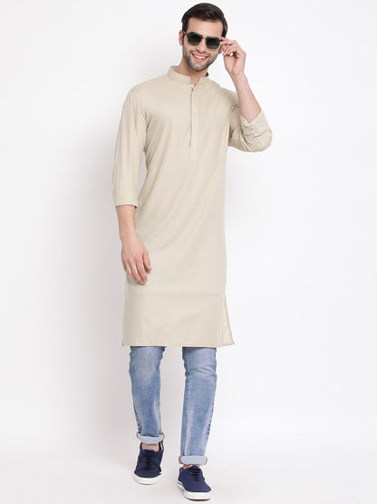 Men's Green Cotton Blend Kurta