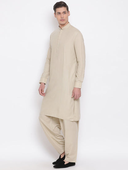 Men's Green Cotton Blend Kurta and Pyjama Set