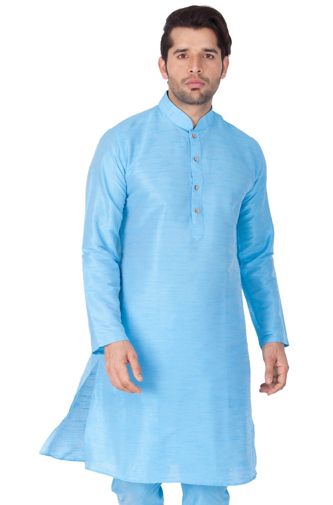 Men's Light Blue Silk Blend Kurta