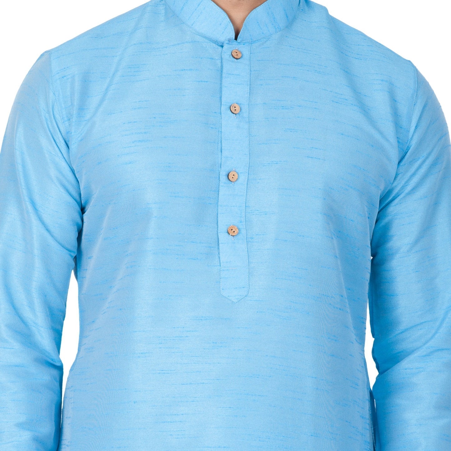 Men's Light Blue Silk Blend Kurta