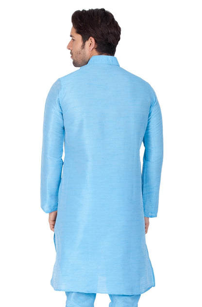 Men's Light Blue Silk Blend Kurta