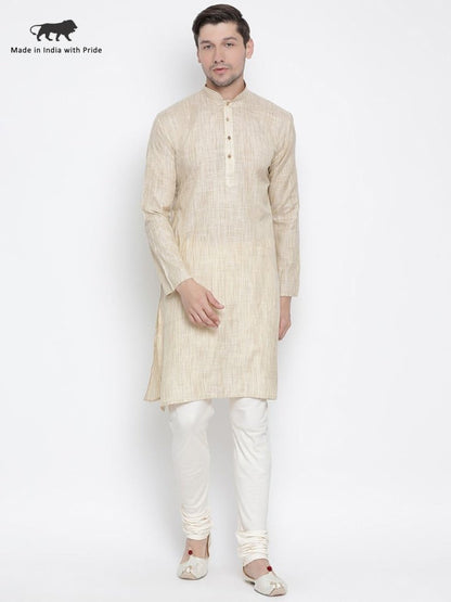 Men's Beige Cotton Kurta and Pyjama Set