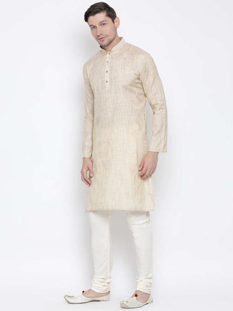 Men's Beige Cotton Kurta and Pyjama Set